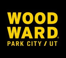 Yellow Woodward Park City logo on a black background.