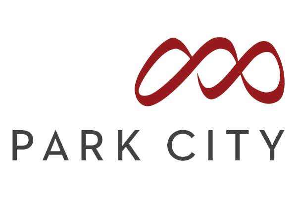 Park City Mountain logo, with a red triple-loop infinity symbol.