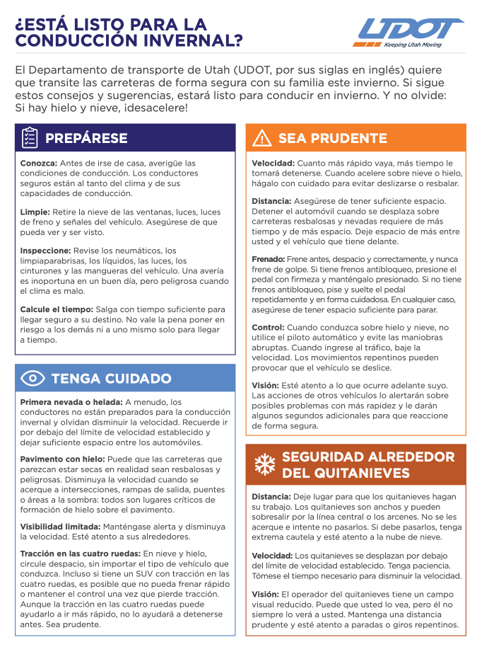 Lea una guía llamada "Está Listo para la Conducción Invernal?"